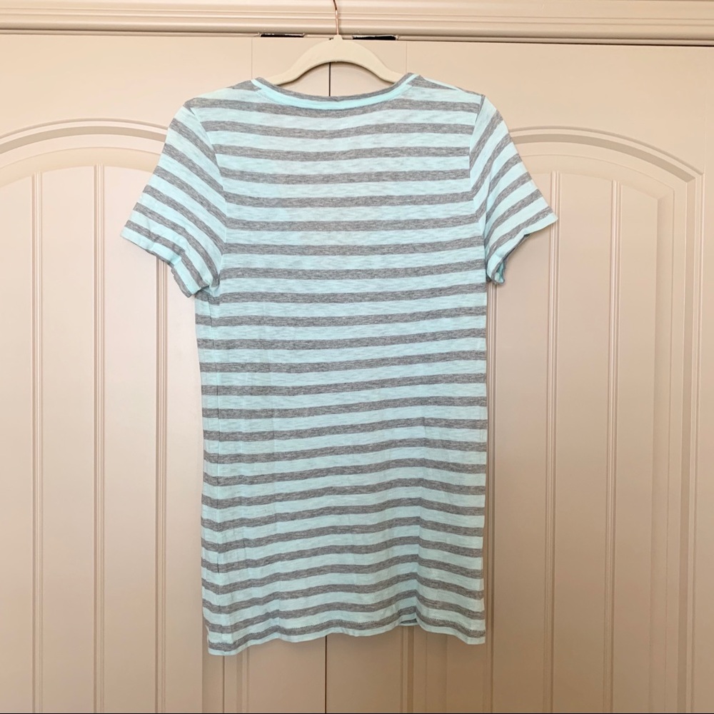 J.Crew Mint and Gray Striped Cotton Tee - Picture 2 of 3